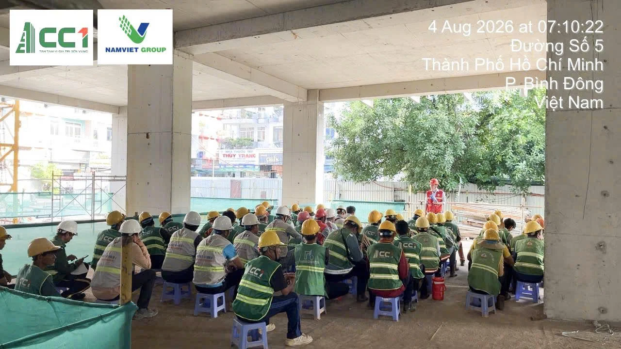 Thi công tại công trường Bình Đăng Plaza – bộ ảnh tháng 8/2026